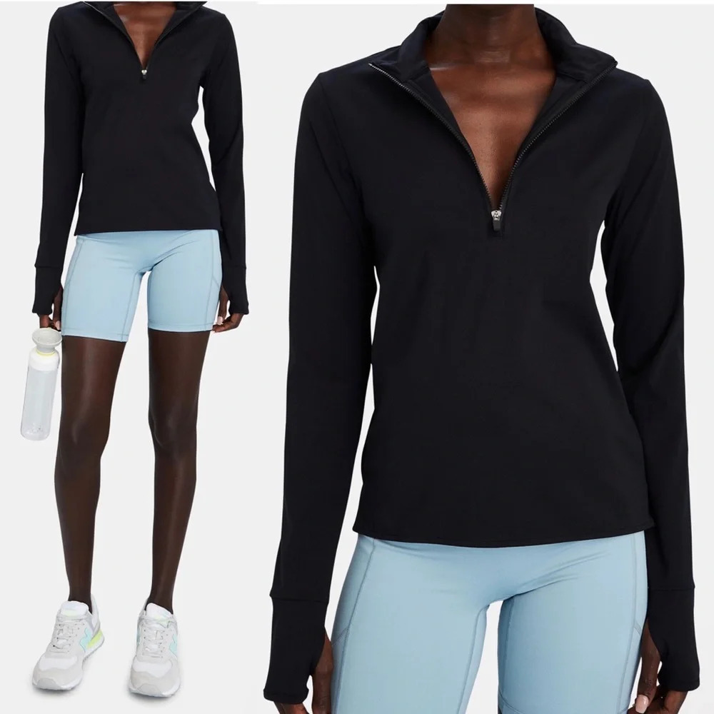 NWT $128 All Access Unison 1/4 Zip Top Black Size XS - Bandier Half Zip Pullover